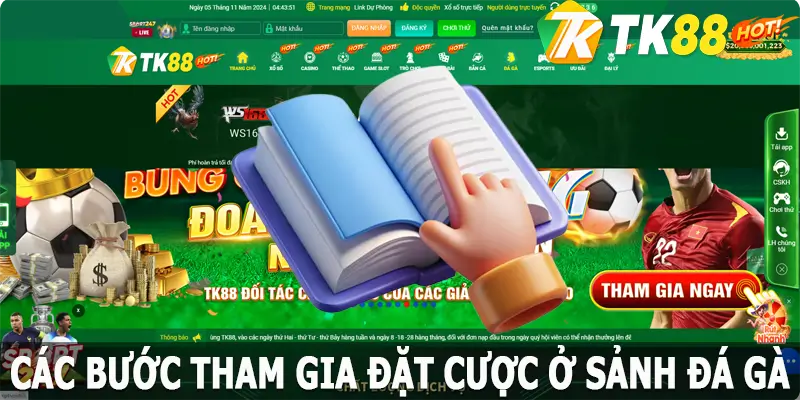 Các bước tham gia đặt cược dễ dàng của đá gà tại TK88