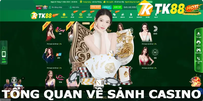 Đôi nét về sảnh game casino tại TK88