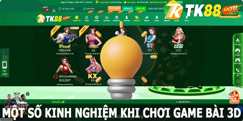 Một số kinh nghiệm khi chơi game bài 3D TK88