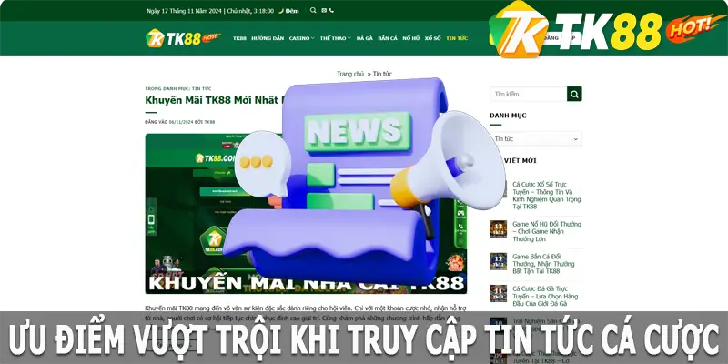 Ưu điểm vượt trội khi truy cập tin tức cá cược